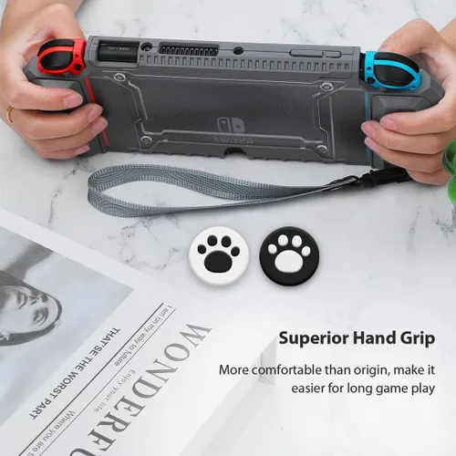 Vista 6 de Switch OLED - Funda protectora acoplable para Nintendo Switch OLED modelo 2021, cómoda con ranuras para tarjetas de juego y correa de mano, 1