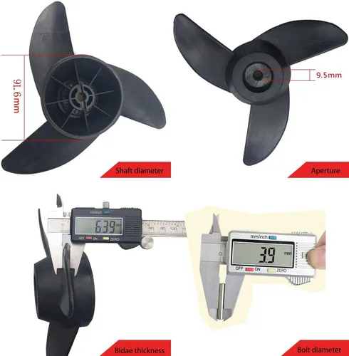 Vista 5 de Hélices Motor fueraborda eléctrico para motores de arrastre de 55 libras, 62 libras, 86 libras, accesorios de montaje/barco 3 cuchillas (negro)
