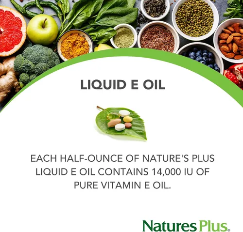 Vista 2 de NaturesPlus Aceite líquido de vitamina E 14,000 UI - 0.5 fl oz - Hidrata la cara y la piel, reduce las manchas marrones, fortalece las uñas