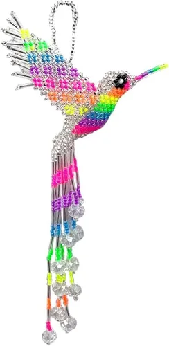 Vista 9 de Mia Jewel Shop - Figurina colgante decorativa de colibrí Figuras de pájaros para decoración del hogar Adorno de vidrio checo con cuentas