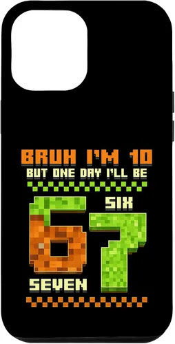 Vista 25 de Bruh I'm 10 But One-Day I'll Be 67 Retro 10th Birthday Kids Case for iPhone XR