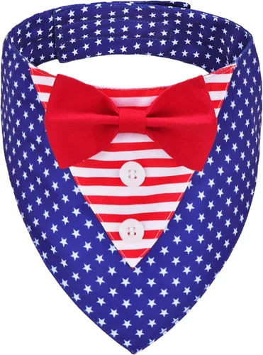 Vista 15 de ADOGGYGO Bandana de esmoquin para perro de cumpleaños, collar azul con corbatín, disfraz formal ajustable de cumpleaños para perros extra pequeños