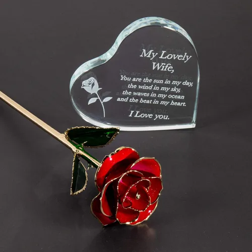 Vista 6 de GreenCor Juego de regalo de madera grabado para aniversario para esposa, con texto en inglés "To My Beautiful Wife", incluye corazón grabado