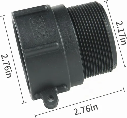 Vista 3 de IBC - Adaptador de accesorios de bolsa de 2 pulgadas, rosca gruesa de contrafuerte hembra x 2 pulgadas, rosca macho NPT para tubería, conector