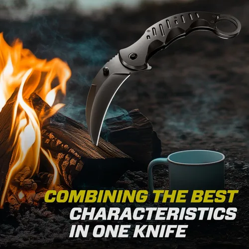 Vista 8 de Navaja táctica de bolsillo asistida por resorte, cuchillos plegables Karambit para hombres, hoja de garra de tigre afilada plegable, la mejor