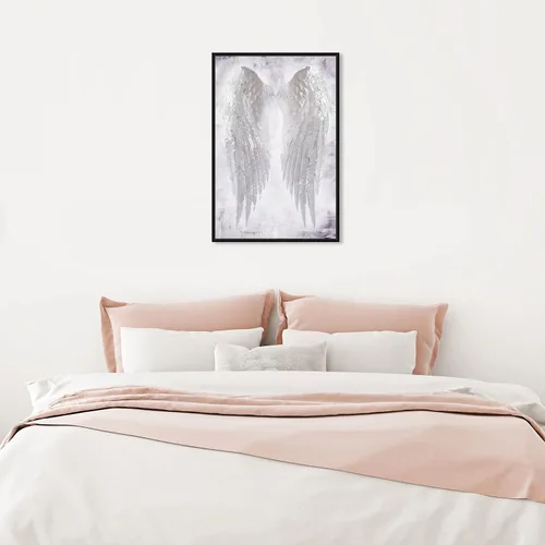 Vista 4 de Oliver Gal Wings of Angel Amethyst - Lienzo impreso para sala de estar, dormitorio y baño, 16 x 24 pulgadas, marco flotante negro