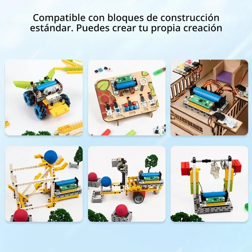 Vista 4 de ELECFREAKS Wukong2040 Adaptador de placa de expansión para Raspberry Pi Pico Breakout Board con zumbador/luces arcoíris/interfaz de motor/expansión