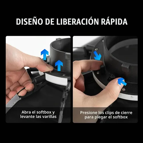 Vista 5 de AMBITFUL Mini Softbox de 11.8"/30cm de Liberación Rápida y Plegable con Montura Bowens y Soporte para Speedlight, Compatible con Luz de Video LED