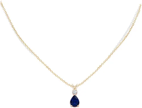 Vista 40 de Angara Colgante de lágrima de zafiro azul natural con diamante en plata/oro macizo de 14 quilates/platino Cumpleaños, compromiso, aniversario