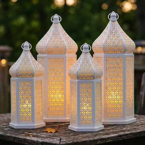 Vista 16 de VELA LANTERNS Farol Marroquí Grande Torre de Templo Lámpara Portavelas Decorativo para Decoraciones de Ramadán, Halloween, Colgante, Patio o Porche