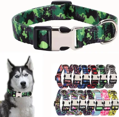 Vista 29 de Collares para perros pequeños, con patrón de impresión 3D, de nailon suave, ajustables, para perros pequeños, medianos, grandes, hembra, niño 1