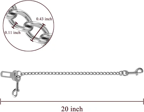Vista 9 de Cable de retención de seguridad para vehículos de mascotas de acero inoxidable sin masticar Correa de correa de coche de perro grande resistente