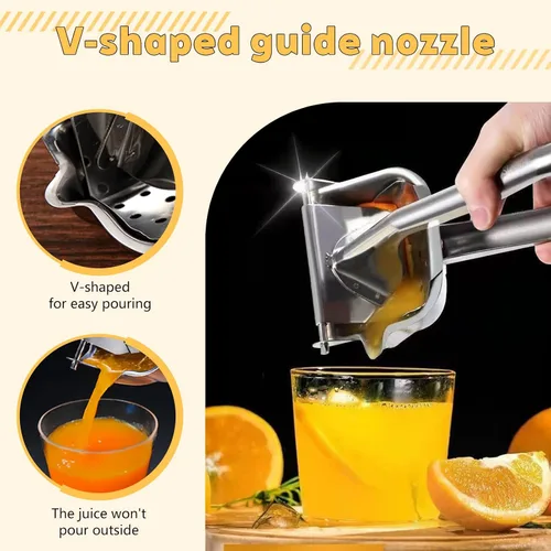 Vista 4 de Exprimidor manual de acero inoxidable, exprimidor de jugo de naranja, exprimidor de limón de acero inoxidable, exprimidor de jugo de naranja