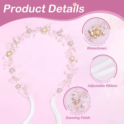 Vista 2 de Tocado para niña de las flores, accesorios para el cabello para boda, primera comunión