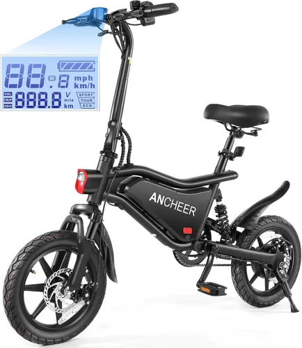 Vista 8 de ANCHEER Bicicleta eléctrica plegable para adultos, bicicleta eléctrica de 374 Wh, bicicletas eléctricas de 20 MPH, bicicleta eléctrica plegable