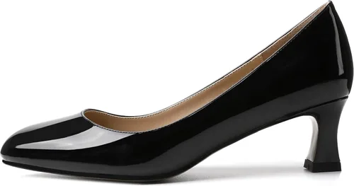 Vista 2 de SKYSTERRY Zapatos de vestir de tacón bajo para mujer, con puntera redonda, de patente, para oficina, trabajo, 2 pulgadas