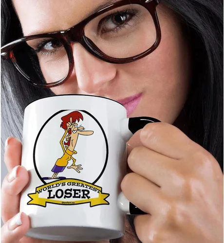 Vista 2 de 3dRose Taza de café, tamaño – 15 oz – Funny Worlds Greatest Loser Lady Cartoon Worlds Greatest Cartoons – divertido regalo de taza de café