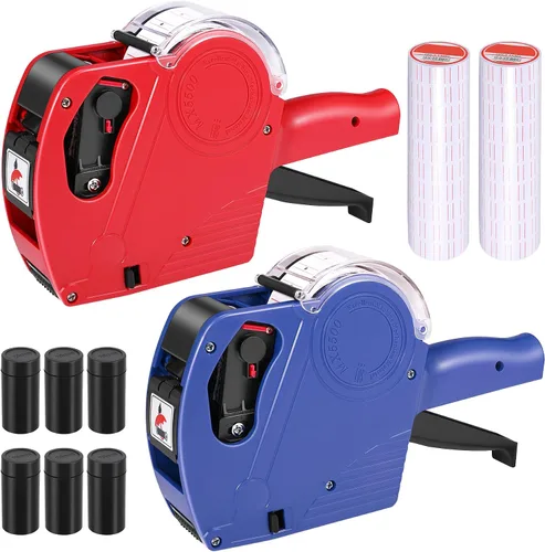 Vista 10 de Pistola de etiquetas de precio MX5500, 2 paquetes de pistolas de precios con 11,000 etiquetas y 8 rodillos de recambio, kit de pistola de etiquetas