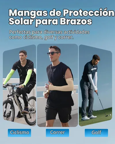 Vista 5 de Mangas para brazo, para hombres o mujeres. Para calentar o refrescar. Guantes de Compresión con factor de protección de los rayos ultravioleta UPF 1