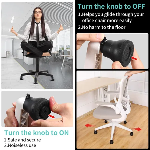 Vista 6 de Bell Glides - Ruedas giratorias de repuesto para silla de oficina para ruedas fijas estacionarias, almohadillas de fieltro con goma antideslizante