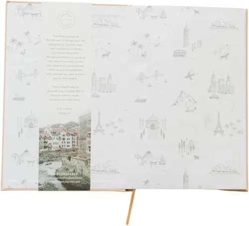 Vista 2 de Promptly Journals, Un diario de viaje completo: desde el embarque hasta la exploración (durazno campestre, naranja, cuero sintético) Diario