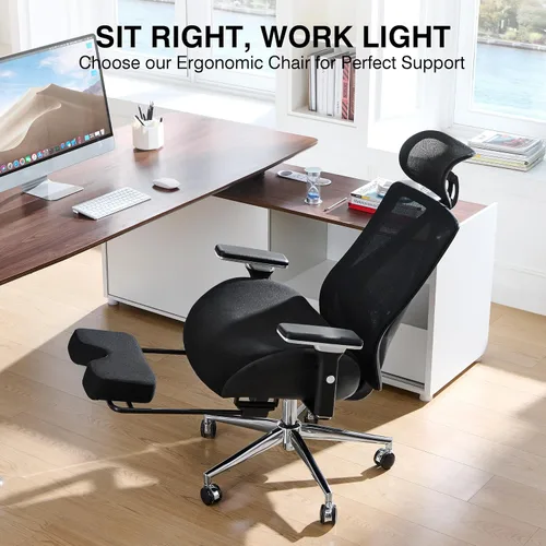 Vista 8 de Silla de oficina grande y alta de 750 libras con cojín ancho y grueso, sillas de oficina ergonómicas de malla para personas pesadas, silla