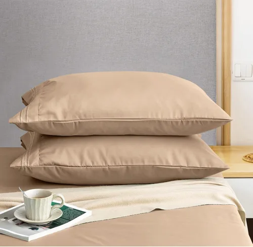 Vista 6 de P Pothuiny Fundas de almohada 100% microfibra – Fundas de almohada beige súper suaves de 20 x 30 pulgadas – Juego de 2 fundas de almohada