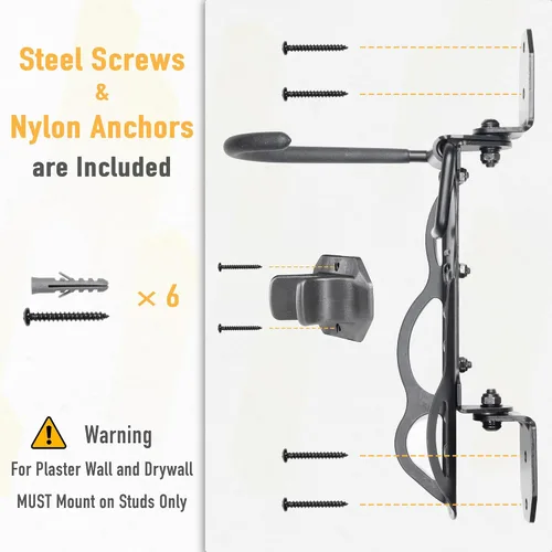 Vista 6 de BIKE HAND Swivel Bicycle Wall Hanger - Vertical Hook Wall Mount Holder - Indoor Garage Storage Bicycle Rack for MTB & Road Bikes - Max. Tire Width