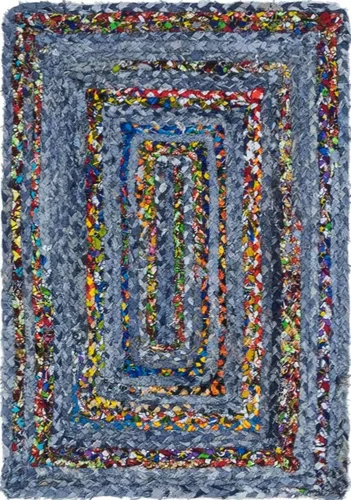 Vista 10 de Unique Loom Trenzado Chindi Collection - Alfombra casual moderna azul/azul oscuro (2' 0 x 3' 0)