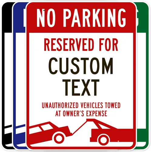 Vista 12 de Letrero personalizado de no estacionamiento, letreros de estacionamiento reservados personalizados para negocios, 10 x 14 pulgadas, metal