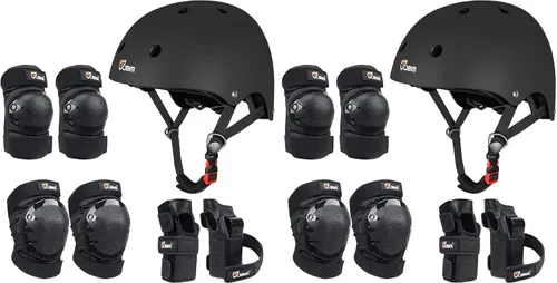 Vista 11 de JBM - Juego de equipo de protección para patinaje para niños y adultos, desde principiantes hasta avanzados, casco para monopatín, rodilleras