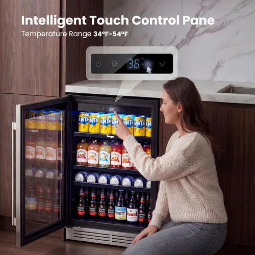 Vista 5 de Yeego Refrigerador de bebidas de 24 pulgadas - Refrigerador de bebidas de Plateado