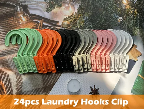 Vista 6 de 24 piezas de ganchos de plástico para ropa, súper resistentes, para colgar en baño, ideales para viajes, multicolor