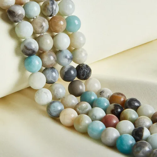 Vista 45 de 60 piezas de cuentas de turquesa africana natural de 6 mm, cuentas de gema redondas sueltas para hacer joyas
