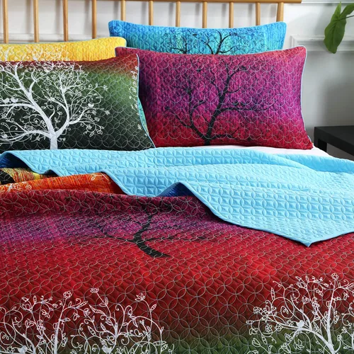 Vista 3 de Swanson Beddings Juego de colcha de árbol de arco iris: edredón y una funda de almohada (individual)