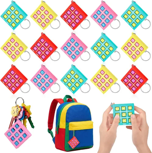 Vista 16 de Hicarer Llavero de juego de 8 piezas de Tic Tac Toe para niños de 4 a 8 a Ret