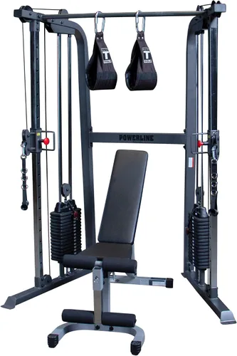 Vista 4 de Body-Solid Powerline - Máquina de ejercicios cruzados para gimnasio doméstico y comercial, centro de entrenamiento funcional con pila de pesas