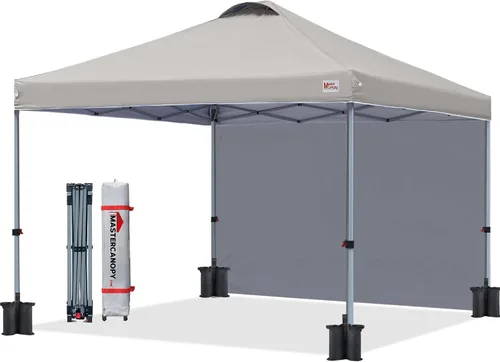 Vista 13 de MASTERCANOPY - Toldo desplegable duradero con 1 pared lateral (6.6 x 6.6 pies, caqui)
