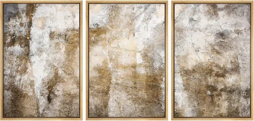 Vista 9 de wall26 Lienzo enmarcado para pared, juego de arte de acuarela pastel, paisaje rural, ilustraciones con formas abstractas, arte moderno, decorativo