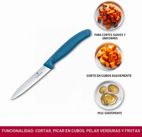 Vista 6 de Victorinox Swiss Classic - Cuchillo de pelar de 4 pulgadas con borde recto - Azul