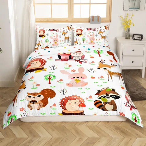 Vista 26 de Feelyou Funda de edredón de elefante de dibujos animados para niños, tamaño individual, juego de ropa de cama de cocodrilo para niños y niñas, funda