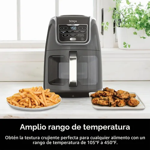 Vista 7 de Ninja Freidora de aire EzView Max XL, capacidad de 5.5 cuartos de galón, 7 funciones: Max Crisp, Air Roast, Bake, Reheate, Deshidrate y más, hasta