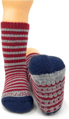 Vista 3 de WARRIOR ALPACA SOCKS - Niños Comfort Acolchado Retro Mini-Stripe Quarter Crew - Unisex con Apliques Antideslizantes