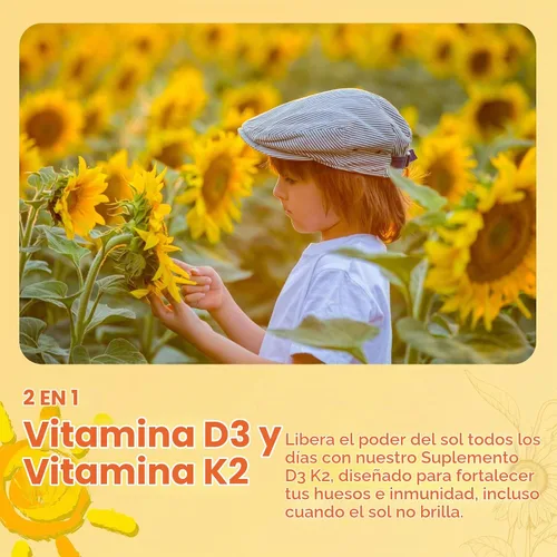 Vista 2 de Cápsulas blandas de suplemento de vitamina D3 K2, vitamina D3 5000 UI y vitamina K2 MK7 200 mcg, soporte para huesos y dientes, fácil de tragar, 120