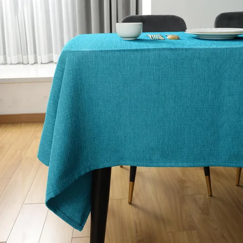Vista 27 de Mantel rectangular de lino texturizado de 47 x 63 pulgadas, impermeable, a prueba de derrames, lavable, sin arrugas, mantel para mesa de comedor