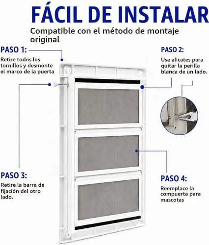 Vista 5 de 3-Panel Airseal Pet Door Flap 10.25x15.75in XL, conexión de metal