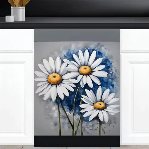 Vista 7 de Calcomanía magnética de vinilo para lavavajillas con diseño de florero de granja rústica, diseño floral para decoración del hogar, cubierta