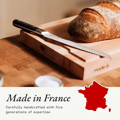 Vista 6 de Hecho en utensilios de cocina - Cuchillo de pan de 9 pulgadas - Fabricado en Francia - Espiga completa con mango negro de trufa