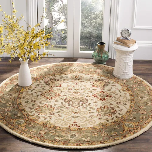 Vista 14 de SAFAVIEH Colección Antigüedades - Alfombra de 6' redonda, marrón y verde, hecha a mano, diseño oriental tradicional de lana, ideal para áreas