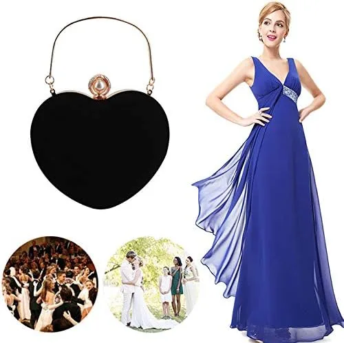 Vista 4 de Bolso de mano en forma de corazón para mujer, bolso de hombro de terciopelo, bolsos de noche